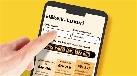 eläkeikälaskuri|Katso laskurista, kuinka kauan eläkepäiviesi alkuun。